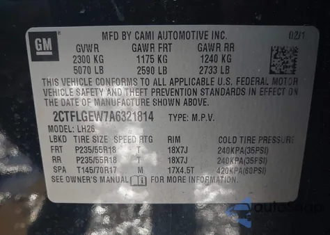 2010 GMC Terrain Slt-1 z USA, uszkodzony, nr VIN 2CTFLGEW7A6321814